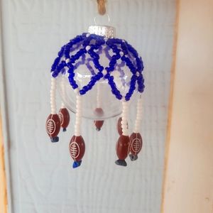 Hand beaded Lions Themed Football Bulb Ornament